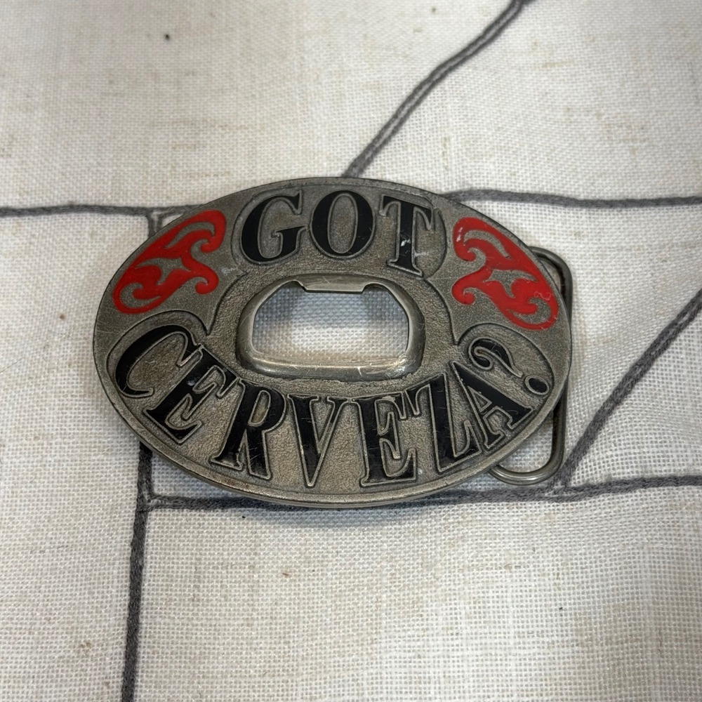 Bergamot Belt Buckle OS Silver Got Cerveza Bottle Opener Vintage 2004 J-259